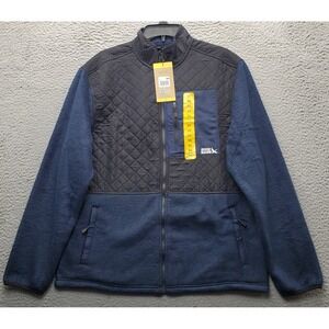 Eddie Bauer Mixed Media Fleece Jacket Mens Medium Multi Quilted Detail Full Zip